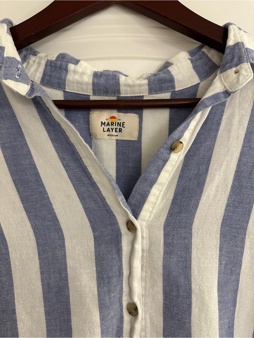 Marine Layer Blue and White Striped Button-Down Shirt - Picture 3 of 3